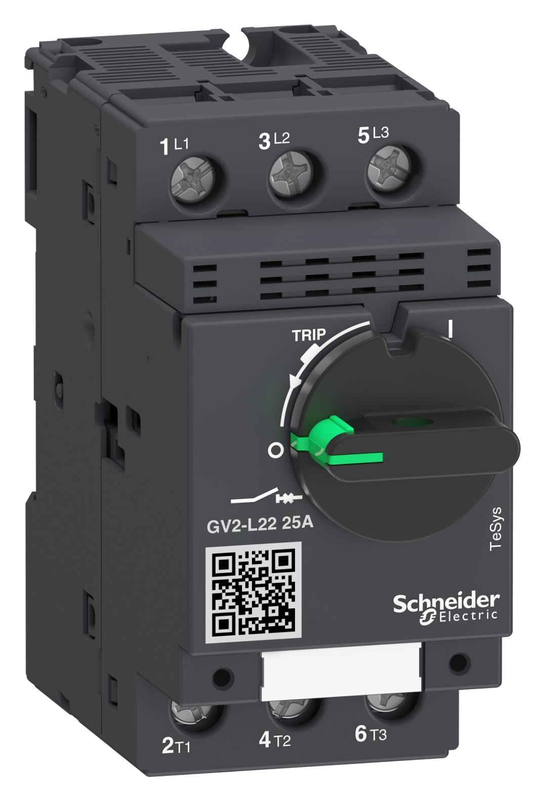 GV2L22 THERMOMAGNETIC CKT BREAKER, 3P, 25A SCHNEIDER ELECTRIC