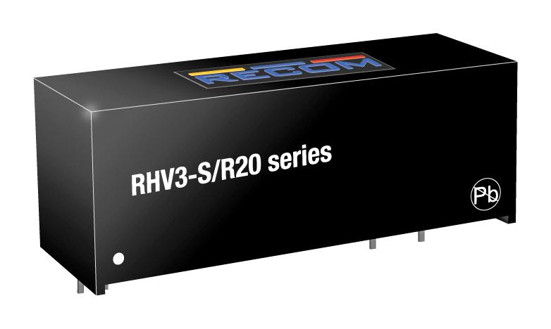 RHV3-2424S/R20 DC-DC CONVERTER, 24V, 0.125A RECOM POWER