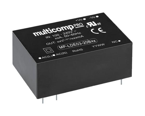 MP-LDE03-20B09 POWER SUPPLY, AC-DC, 9V, 0.33A MULTICOMP PRO