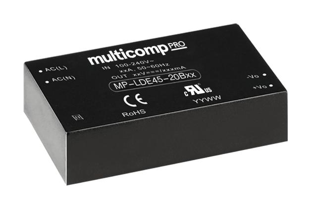 MP-LDE45-20B24 POWER SUPPLY, AC-DC, 24V, 1.9A MULTICOMP PRO