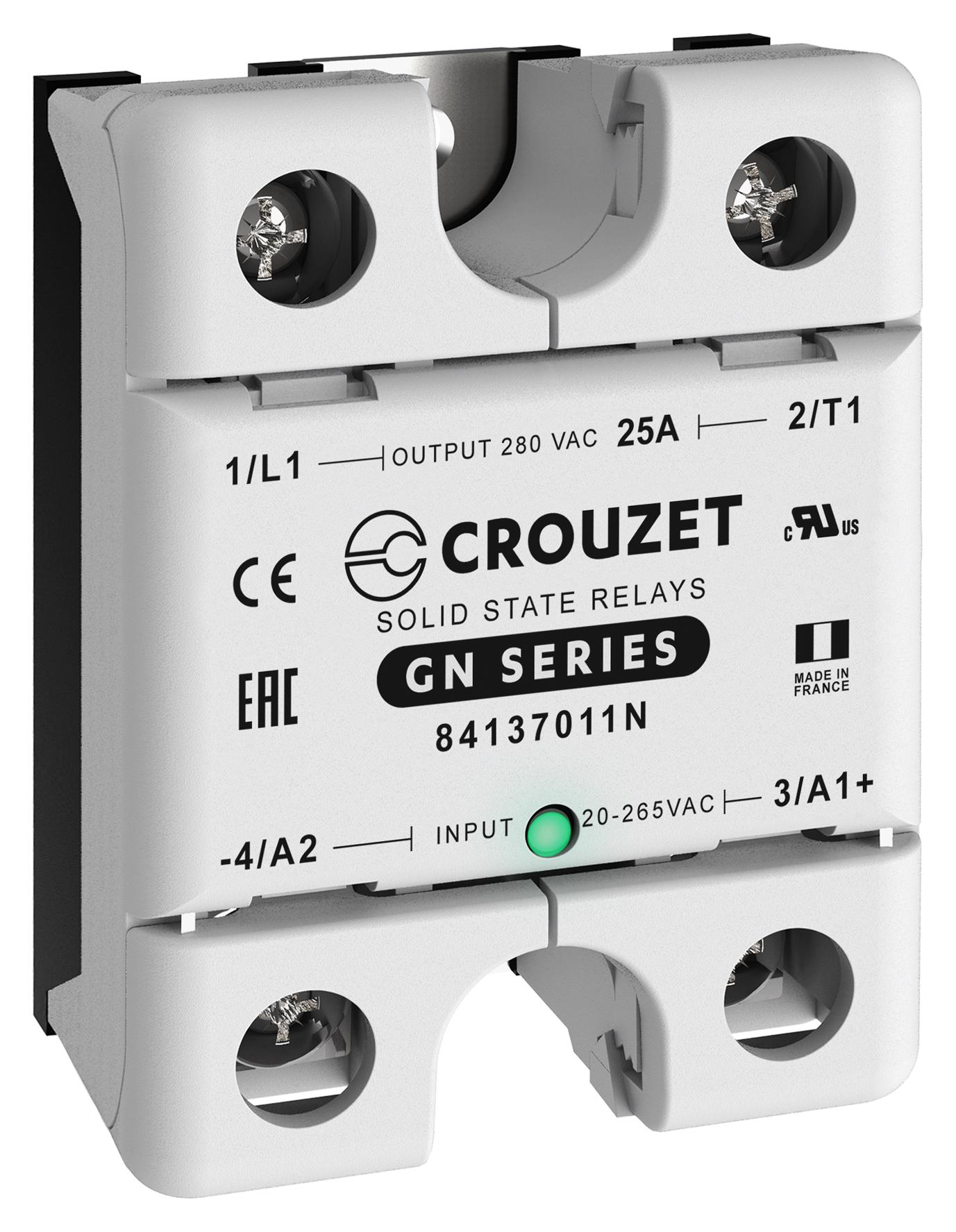 84137011N SOLID STATE RELAY, 25A, 24-280VAC, PANEL CROUZET