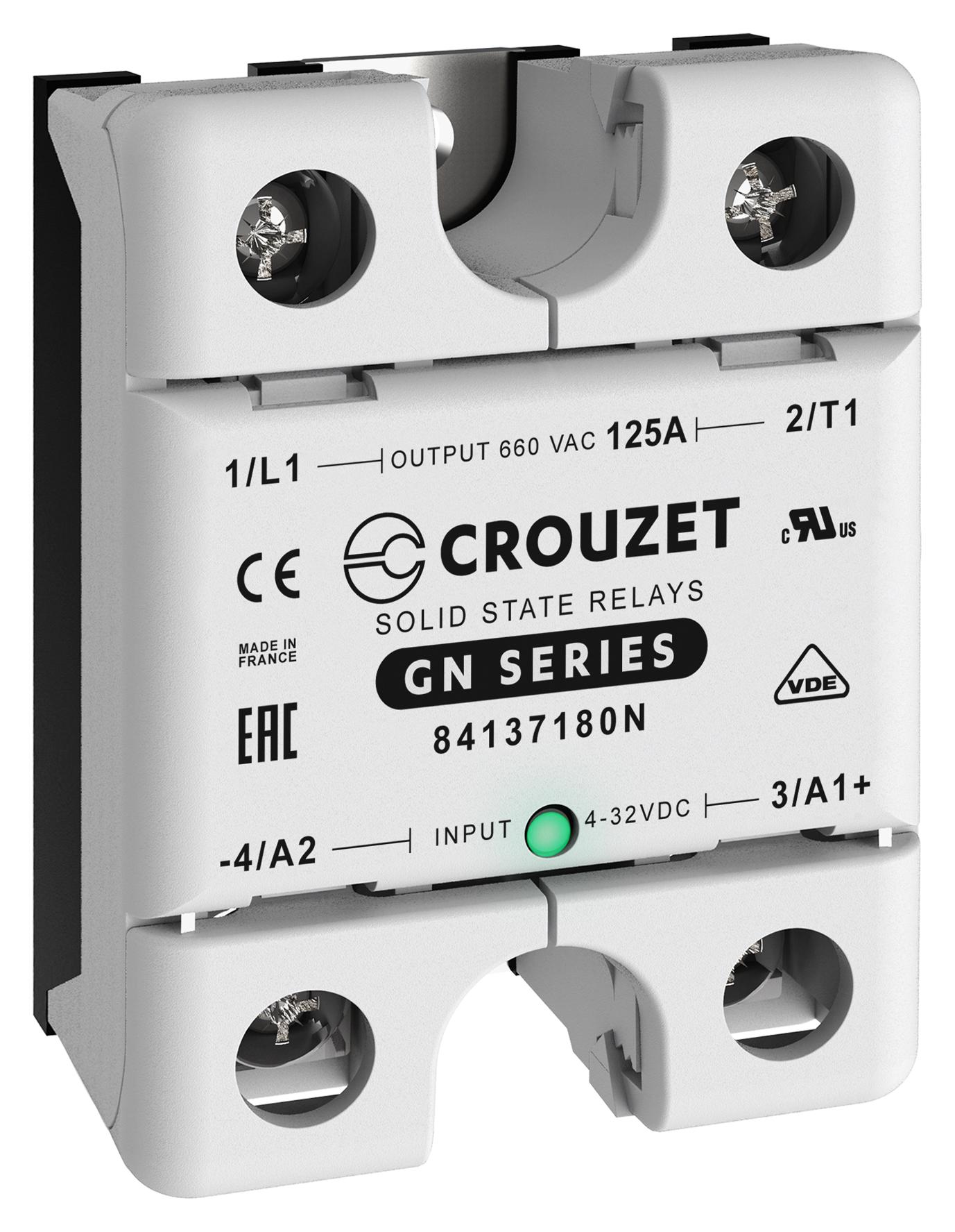 84137180N SOLID STATE RELAY, 125A, 48-660VAC/PANEL CROUZET