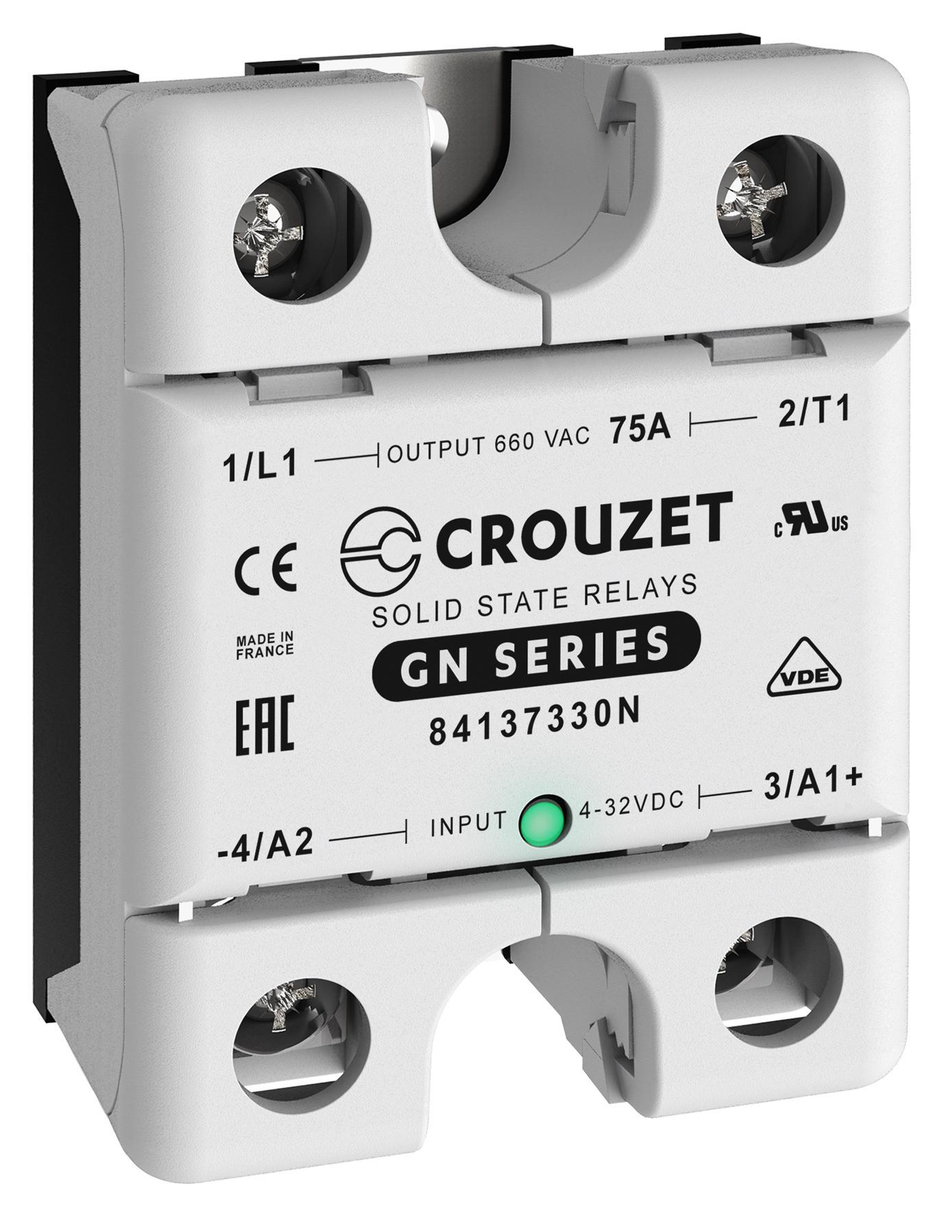 84137330N SOLID STATE RELAY, 75A, 48-660VAC, PANEL CROUZET