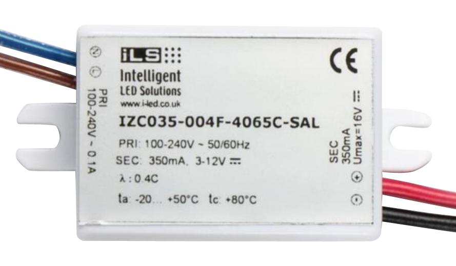 IZC035-004F-4065C-SAL LED DRIVER, CONSTANT CURRENT, 12V, 4W INTELLIGENT LED SOLUTIONS