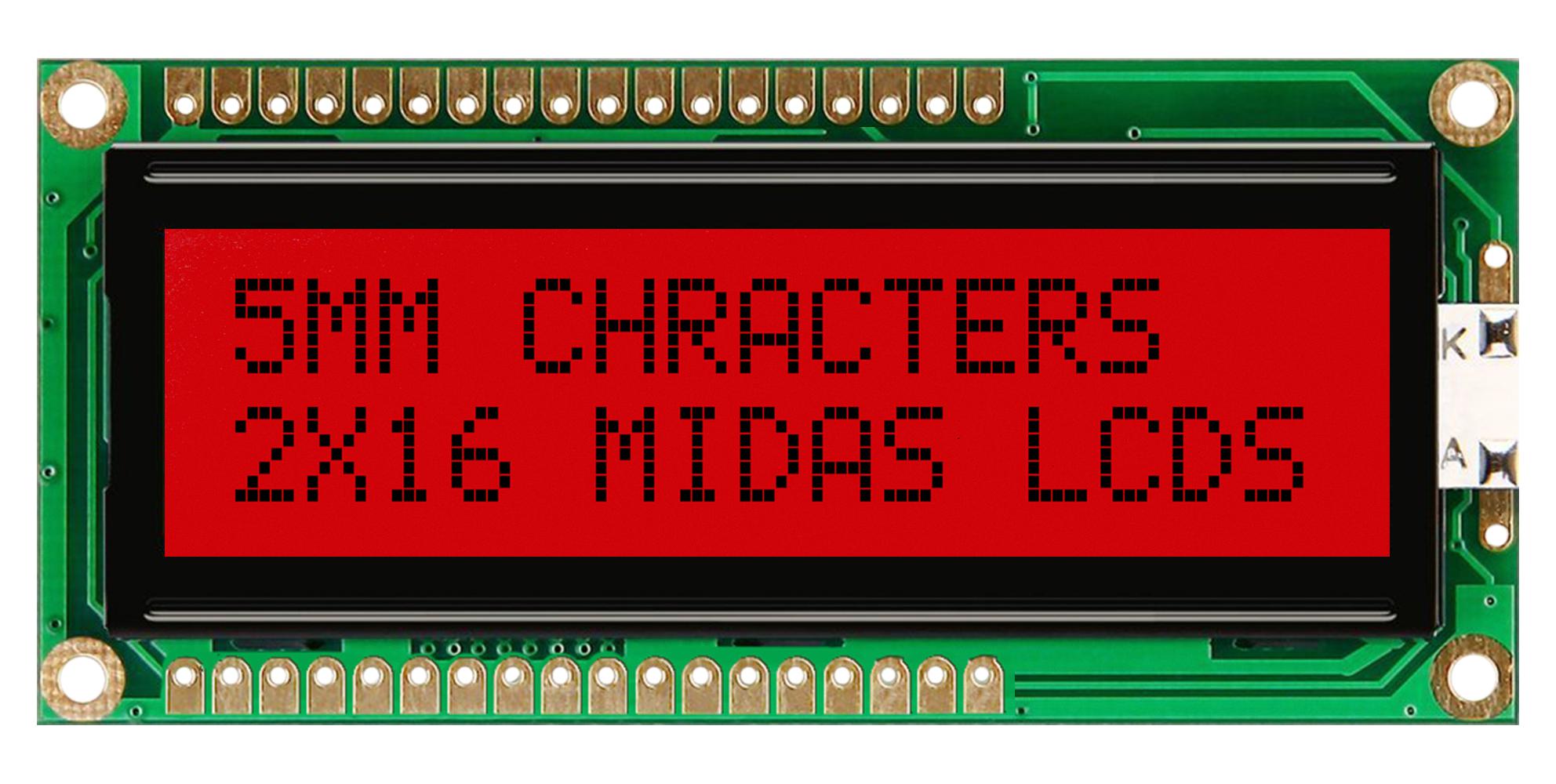 MD21605G6W2-FPTLRGB LCD MODULE, FSTN, COB, TRANSFLECTIVE MIDAS
