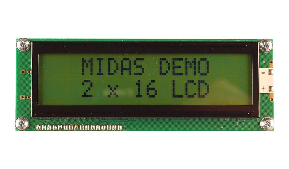 MC21609AB6W-SPTLY3.3-V2 LCD DISPLAY, COB, 16 X 2, STN, 3.3V MIDAS