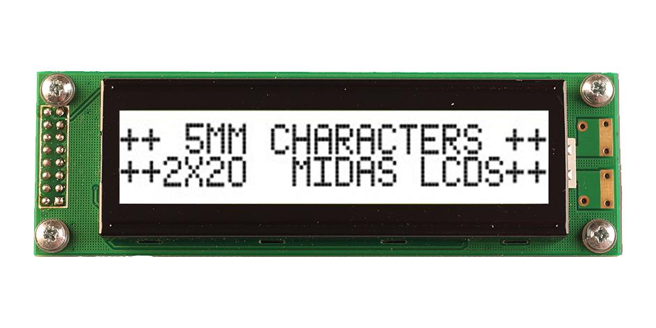 MC22005A6W-FPTLW3.3-V2 LCD DISPLAY, COB, 20 X 2, FSTN, 3.3V MIDAS