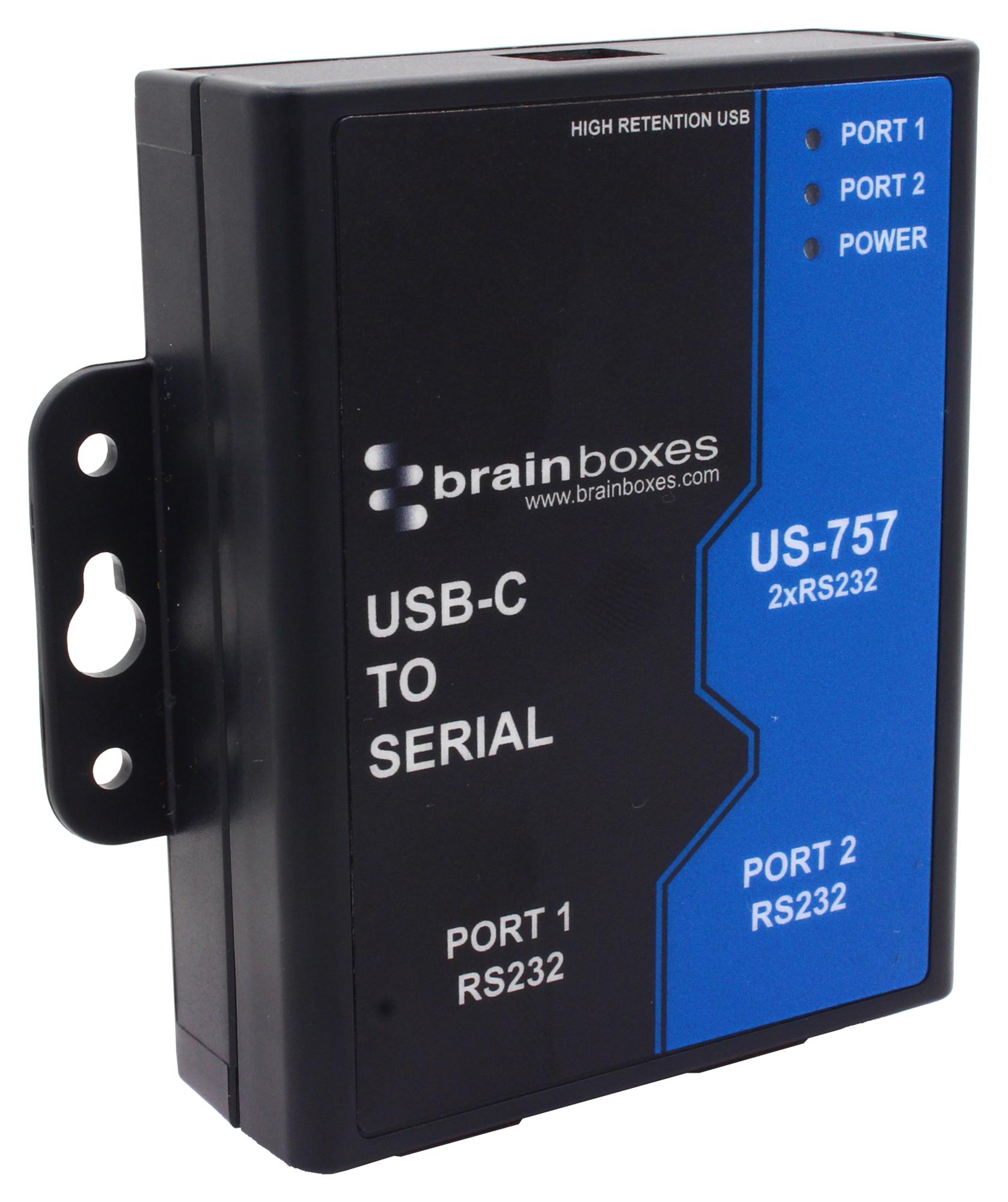 US-757 CONVERTER, USB TO 2 PORT RS-232 SERIAL BRAINBOXES
