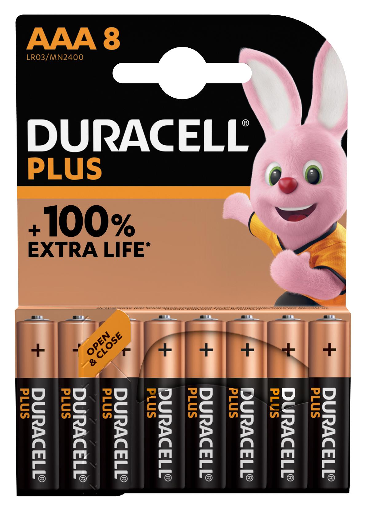 MN2400 P8 +/PWR BATTERY, ALKALINE, 1.5V, AAA DURACELL