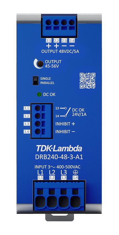 DRB240-48-3-A1 POWER SUPPLY, AC-DC, 48V, 5A TDK-LAMBDA