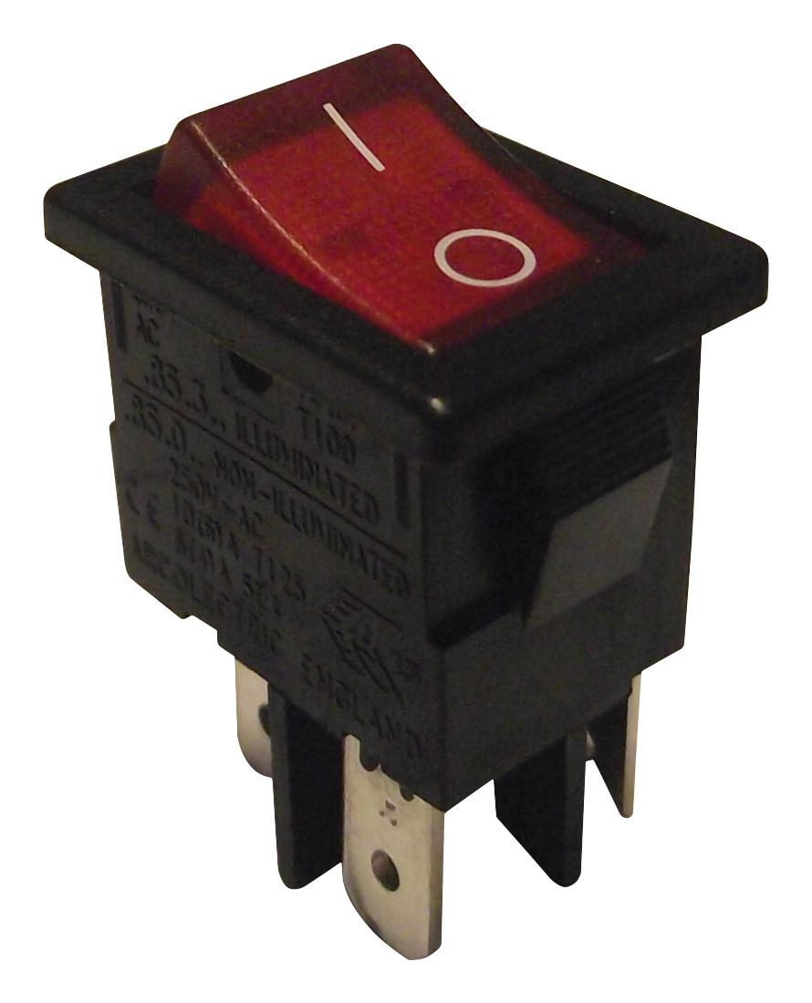 H8553VBNAM ROCKER SWITCH, ON-OFF, DPST, RED ILLUM BULGIN LIMITED