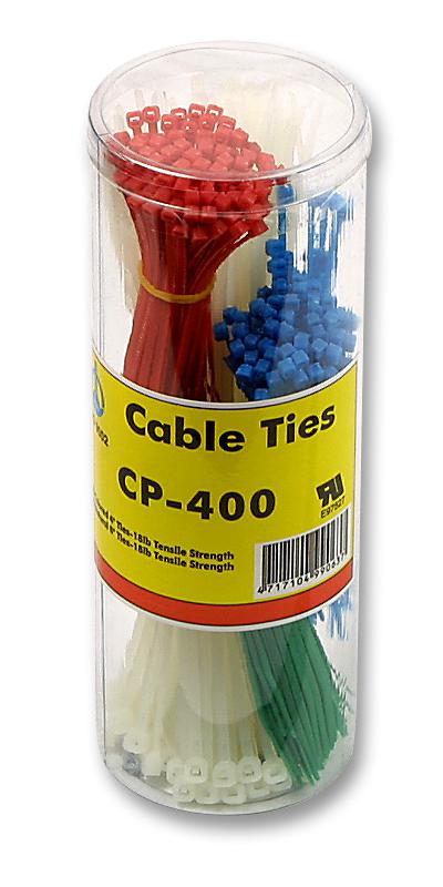 MP003236 ASSORTED CABLE TIE, 400PC, NYLON6/6 PRO POWER