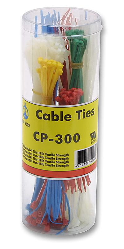 MP003235 ASSORTED CABLE TIE, 300PC, NYLON6/6 PRO POWER
