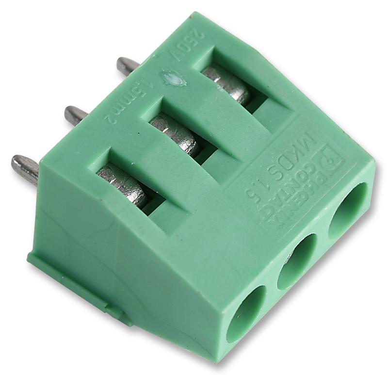 MKDS 1,5/3 TERMINAL BLOCK, WIRE TO BRD, 3POS, 14AWG PHOENIX CONTACT