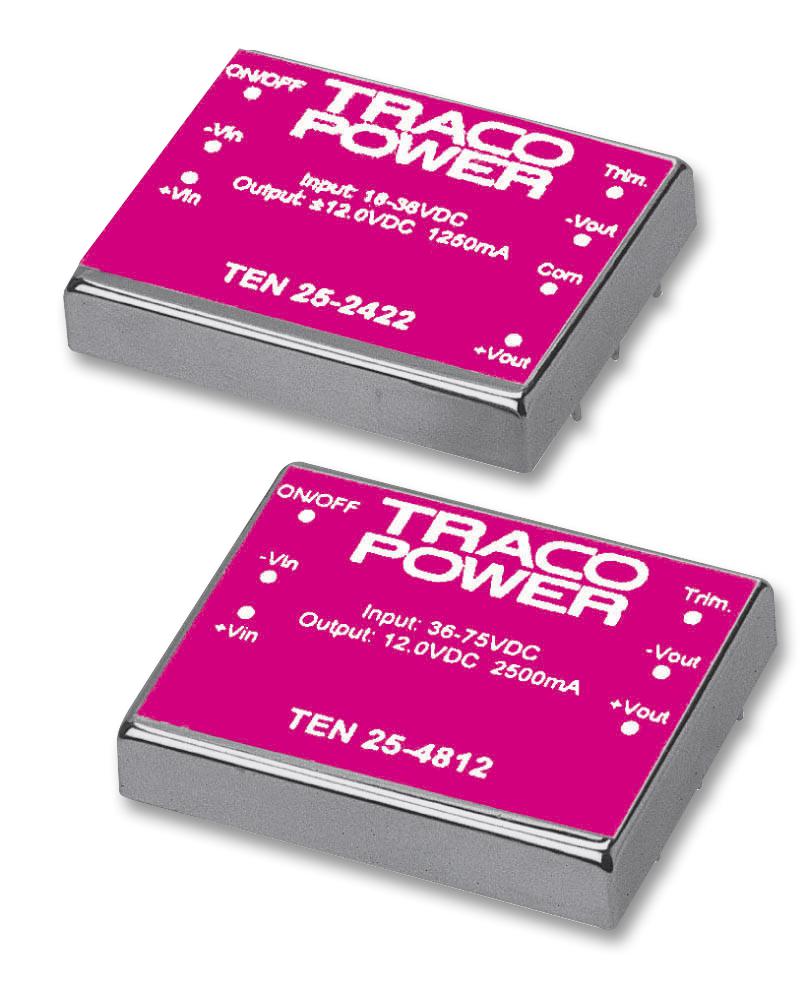 TEN 25-1222 CONVERTER, DC/DC, 25W, +/-12V TRACO POWER