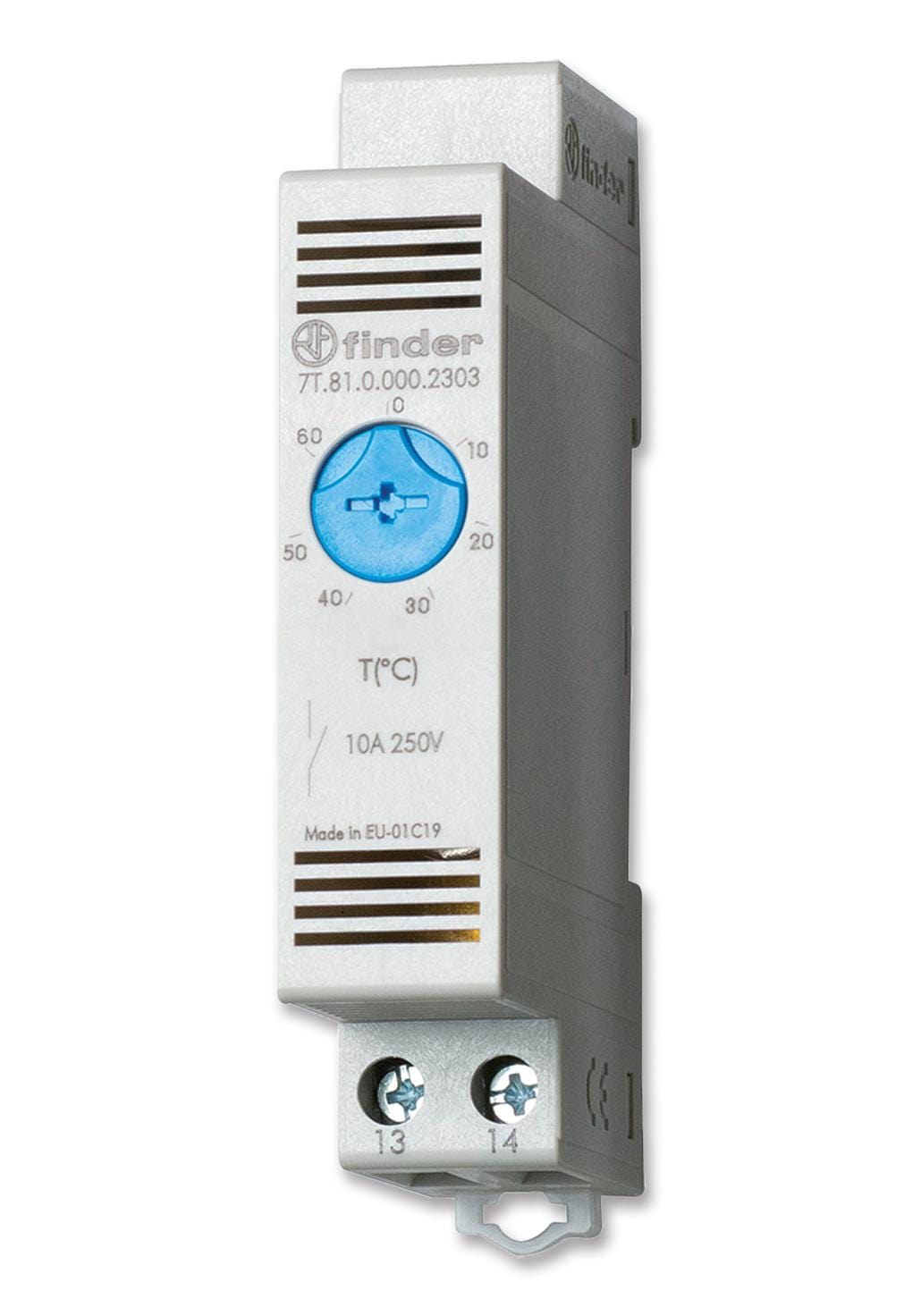 FINDER Thermostats 7T.81.0.000.2301 THERMOSTAT, NO, -20 DEG TO 40 DEG, 250V FINDER 2295780 7T.81.0.000.2301