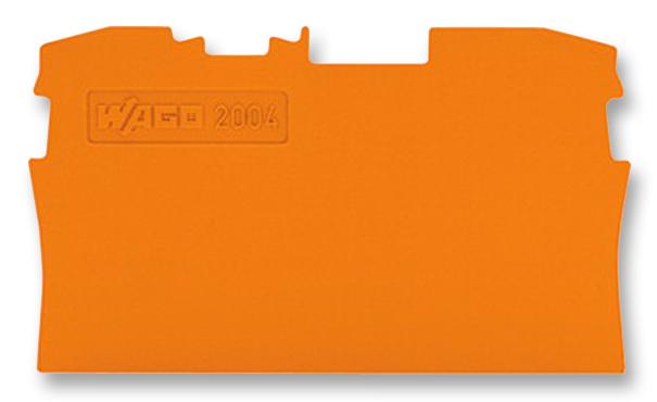 2004-1292 END PLATE, FOR 2 COND TB, ORANGE WAGO