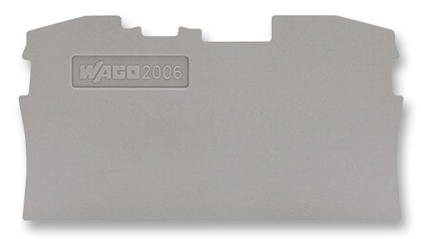 2006-1291 END PLATE, FOR 2 COND TB, GREY WAGO