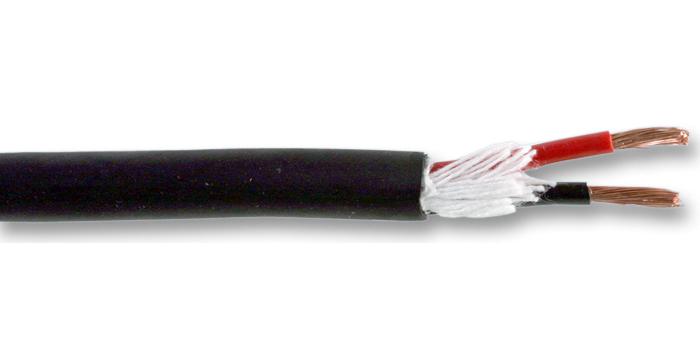 78/.15X2 100. UNSHLD MULTICORED CABLE, 2POS, BLK, 100M PRO POWER