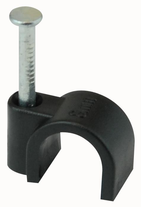 ROUND 8.0MM BLK CABLE CLIP, POLYETHYLENE, 8MM, BLACK PRO POWER