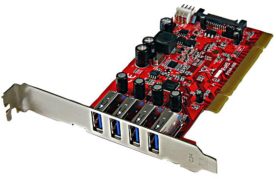 PCIUSB3S4 CARD, 4 PORT PCI USB3.0 PLUS SATA POWER STARTECH