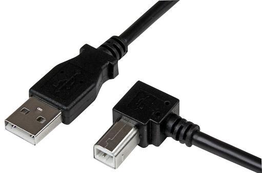 USBAB1MR LEAD, USB2.0 A MALE-RT ANG USB B MALE STARTECH