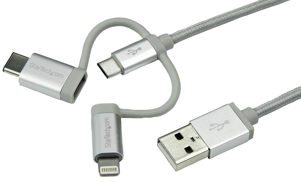 LTCUB1MGR USB MULTI-CHARGER CABLE, BRAIDED, 1M STARTECH