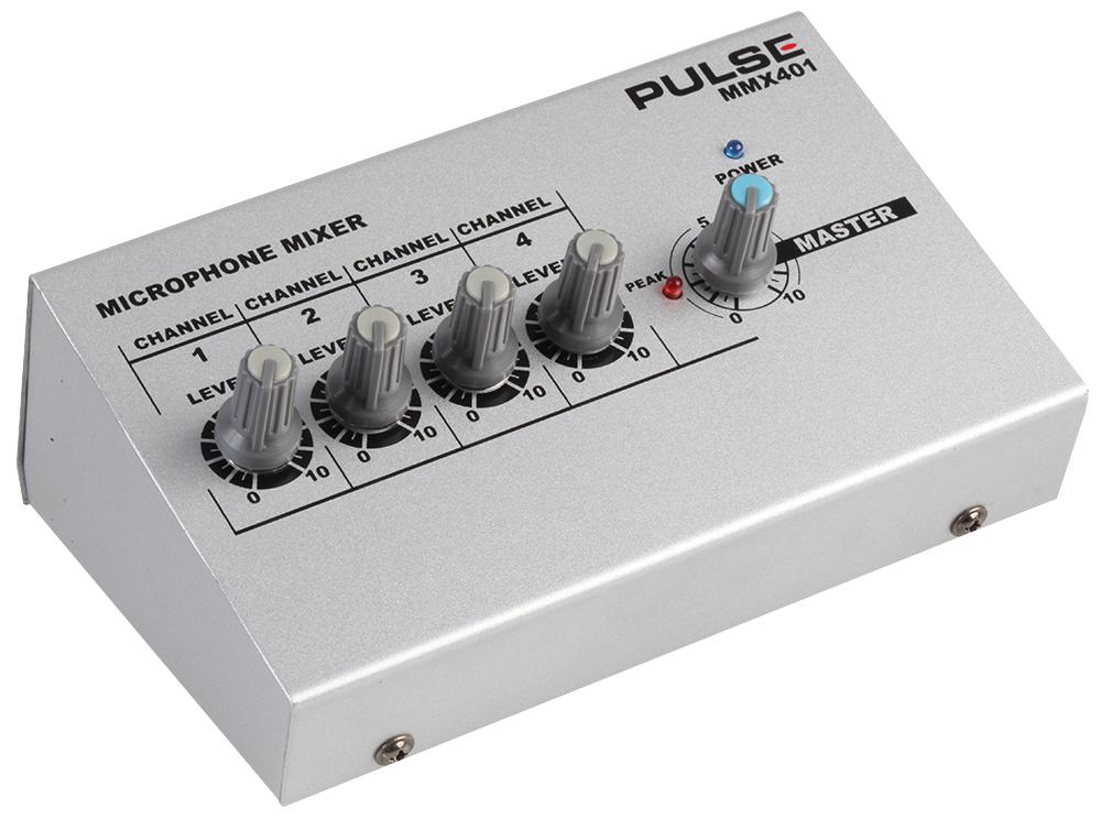 MMX401 MINI MICROPHONE MIXER, 4 CHANNEL PULSE