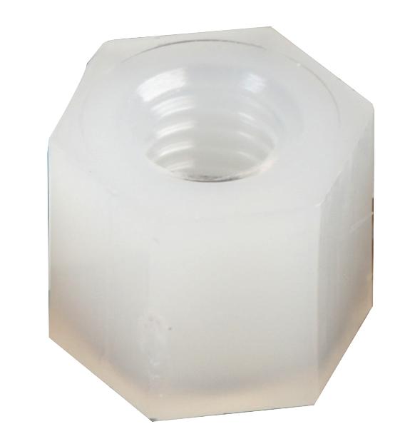 D01487 HEX THREADED SPACER, NYLON66, NATURAL DURATOOL
