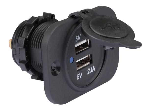 CC094 USB-LADER VOOR DE AUTO-INBOUW (12-24 VDC IN, 2 x 5 V UIT)
