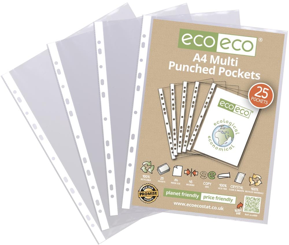 ECO-ECO Files and Filing ECO009 A4 BAG 25 MULTI PUNCHED POCKETS ECO-ECO 3701841 ECO009