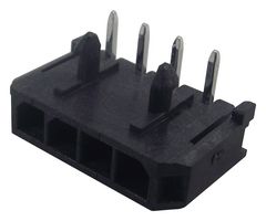 43650-0400 - Pin Header, Power, 3 mm, 1 Rows, 4 Contacts, Through Hole Right Angle, Micro-Fit 3.0 43650 - MOLEX