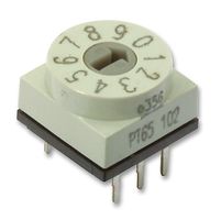 PT65-102 - Rotary Coded Switch, PT65, Through Hole, 10 Position, 24 VDC, BCD Complement, 400 mA - APEM