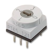PT65-121 - Rotary Coded Switch, PT65, Through Hole, 4 Position, 24 VDC, Decimal, 400 mA - APEM