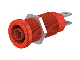 66.9131-22 - Banana Test Connector, 4mm, Receptacle, Panel Mount, 20 A, 1 kV, Nickel Plated Contacts, Red - STAUBLI