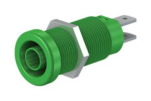 66.9131-25 - Banana Test Connector, 4mm, Receptacle, Panel Mount, 20 A, 1 kV, Nickel Plated Contacts, Green - STAUBLI