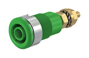 23.3020-25 - Banana Test Connector, 4mm, Receptacle, Panel Mount, 32 A, 1 kV, Gold Plated Contacts, Green - STAUBLI
