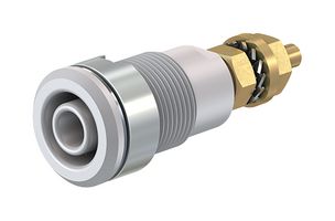 23.3020-29 - Banana Test Connector, 4mm, Receptacle, Panel Mount, 32 A, 1 kV, Gold Plated Contacts, White - STAUBLI