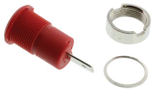 23.3070-22 - Banana Test Connector, 4mm, Jack, Panel Mount, 24 A, 1 kV, Nickel Plated Contacts, Red - STAUBLI