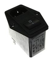 FN281-1-06 - Filtered IEC Power Entry Module, IEC C14, General Purpose, 1 A, 250 VAC, 2-Pole Switch - SCHAFFNER