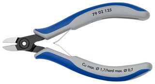 79 02 125 - Cutter, Electronics, Precision, Side, 125 mm, Diagonal, 1.5 mm, 64 ° - KNIPEX