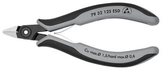 79 32 125 ESD - Cutter, Electronics, Precision, Side, 125 mm, Diagonal, 1.3 mm, 64 ° - KNIPEX
