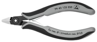 79 42 125 ESD - Cutter, Electronics, Precision, Side, 125 mm, Diagonal, 1 mm, 64 ° - KNIPEX