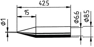 0842BDLF/SB - Soldering Iron Tip, Pencil, 1 mm - ERSA
