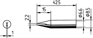 0842CDLF/SB - Soldering Iron Tip, Chisel, 2.2 mm - ERSA