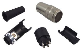 09 0309 00 04 - Circular Connector, 680 Series, Cable Mount Plug, 4 Contacts, Solder Pin, Nylon (Polyamide) Body - BINDER