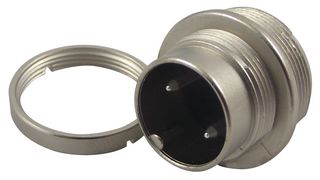 09 0303 00 02 - Circular Connector, 680 Series, Panel Mount Plug, 2 Contacts, Solder Pin, Brass Body - BINDER