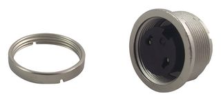09 0304 00 02 - Circular Connector, 680 Series, Panel Mount Receptacle, 2 Contacts, Solder Socket, Brass Body - BINDER
