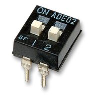 ADE0204 - DIP / SIP Switch, 2 Circuits, Slide, Through Hole, SPST, 24 VDC, 100 mA - TE CONNECTIVITY