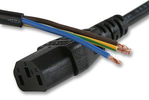 X-152578A - Mains Power Cord, IEC 60320 C13 to Free End, 3.5 m, 10 A, 250 VAC, Black - VOLEX